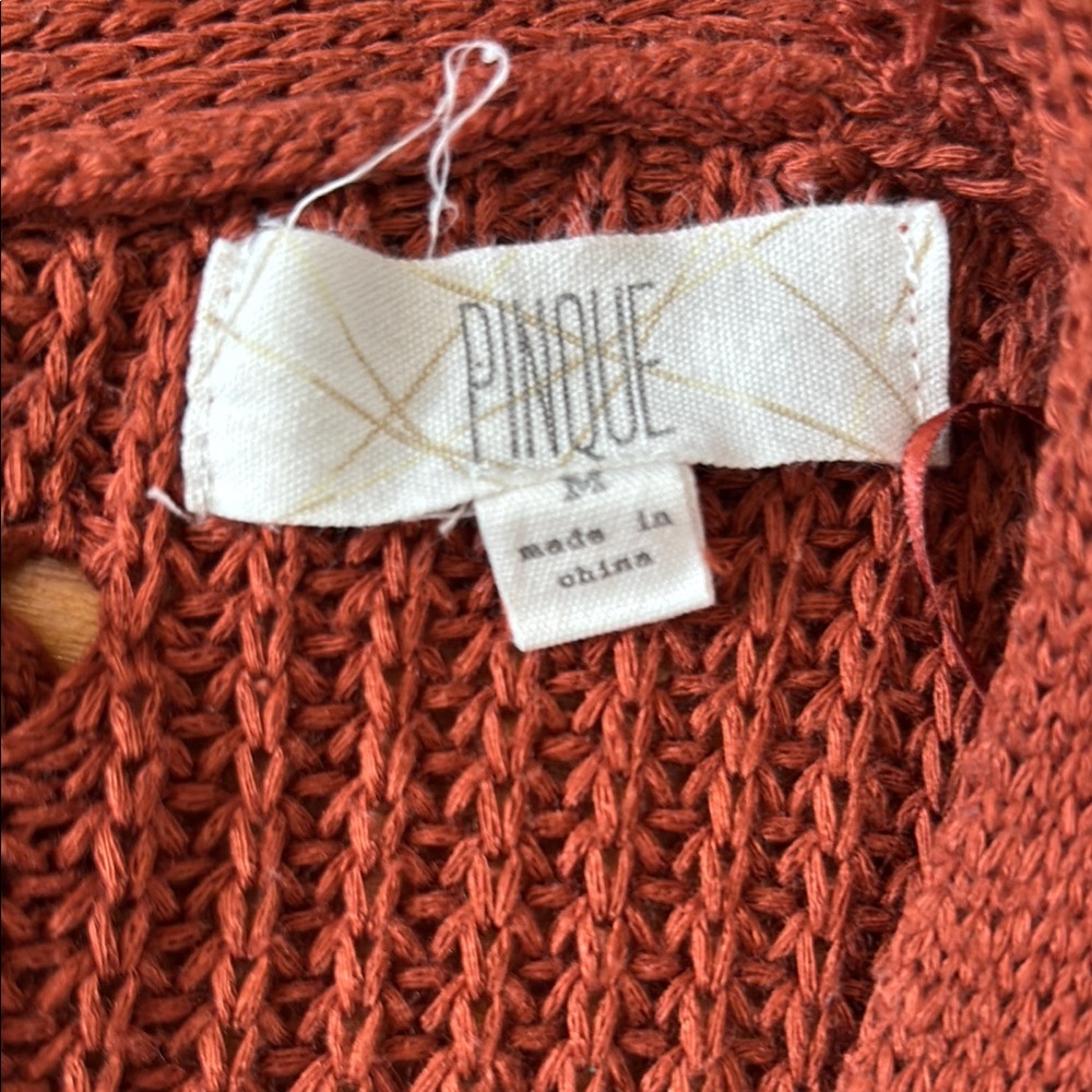 Rust Colored Ribbed Knit Cardigan Sweater - Picture 2 of 3